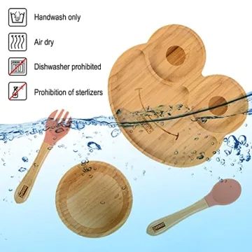 3PCS Eco-Friendly Bamboo Baby Plate & Utensils Set