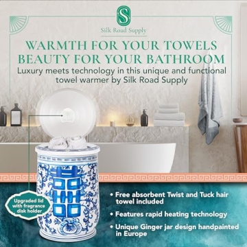 Hand-Painted Ginger Jar Towel Warmer for Oversized Towels