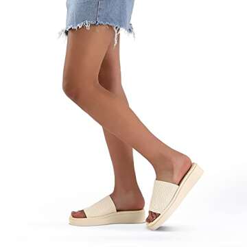 mysoft Women's Comfortable Platform Slide Sandals