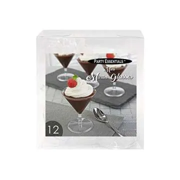 Party Essentials Miniware Disposable 2 oz. Small Plastic Mini Martini Appetizer and Dessert Cups/Cocktail Sample Tasting Drinkware, Clear, Glasses Only, 12-Count