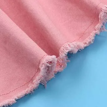 ICECTR Toddler Baby Girls Kid Flared Denim Pants Ruffled Wide Legs Ripped Jeans High Waist Bell Bottoms Casual Outfit (Pink, 1-2T)