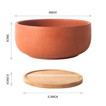 SQOWL Terracotta Planter Pot for Succulent 8 Inch Pottery Pot Round Planter Cactus Clay Flower Pot w...