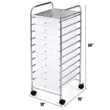 Happygrill 10-Drawer Storage Cart Organizer with Wheels