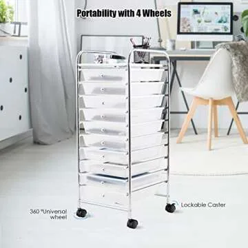 Happygrill 10-Drawer Storage Cart Organizer with Wheels