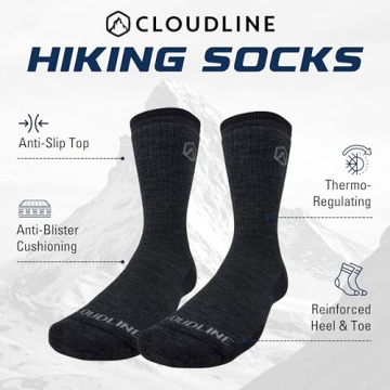 CloudLine Merino Wool Hiking Socks for Men & Women