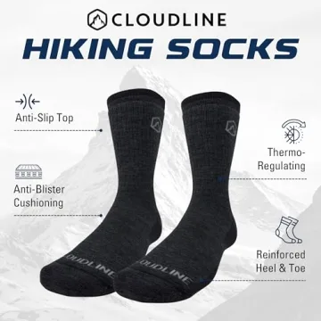 CloudLine Merino Wool Hiking Socks for Men & Women