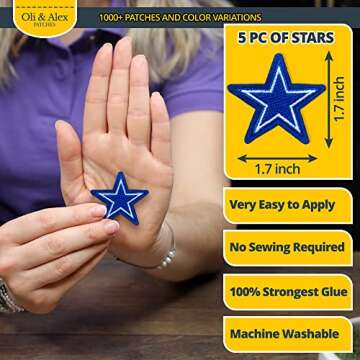 Oli and Alex Blue Star Iron On Patches - 5 Pcs