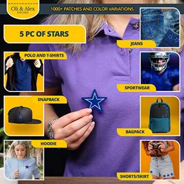 Oli and Alex Blue Star Iron On Patches - 5 Pcs