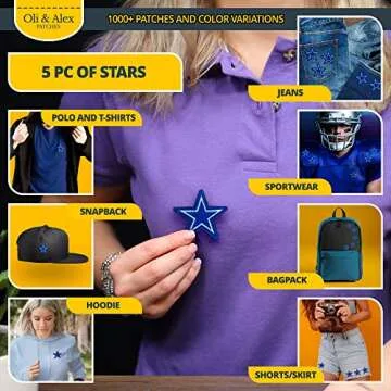 Oli and Alex Blue Star Iron On Patches - 5 Pcs
