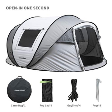EchoSmile Instant Family Tent for 6, Easy Setup & Water Resistant