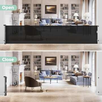 155 Inch Extra Long Baby Gates for Large Openings Retractable Baby Gates Extra Wide Baby Gate Indoor Extra Large Baby Gate Retractable Dog Gates for The House Outdoor Pet Gate Mesh Dog Gate