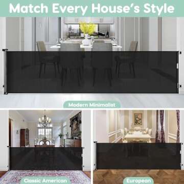 155 Inch Extra Long Baby Gates for Large Openings Retractable Baby Gates Extra Wide Baby Gate Indoor Extra Large Baby Gate Retractable Dog Gates for The House Outdoor Pet Gate Mesh Dog Gate