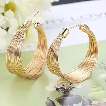 ORAZIO Bib Choker Statement Necklaces for Women Cuff Bracelet Open Hoop Stud Earrings Ring African Chunky Costume Jewelry Set