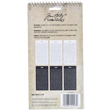 Tim Holtz Idea-ology Chitchat Word Stickers, Black and White Matte Cardstock, 1088 Stickers, TH92998, 1/8"