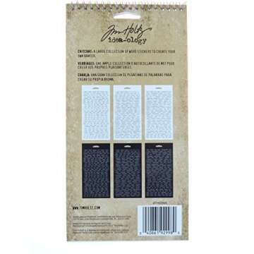 Tim Holtz Idea-ology Chitchat Word Stickers, Black and White Matte Cardstock, 1088 Stickers, TH92998, 1/8"