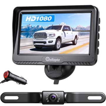eRapta Backup Camera 4.3'' HD 1080P Front Rear View Monitor kit IP69 Waterproof Night Vision