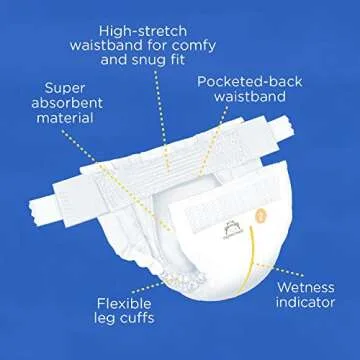 Amazon Brand - Mama Bear Best Fit Diapers Size 2, 184 Count, White Print (4 packs of 46) [Packaging May Vary]