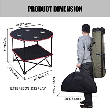 LEADALLWAY Portable Camping Table with Carrying Bag