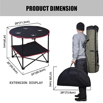 LEADALLWAY Portable Camping Table with Carrying Bag