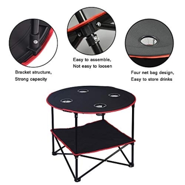 LEADALLWAY Portable Camping Table with Carrying Bag