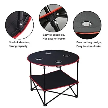 LEADALLWAY Portable Camping Table with Carrying Bag