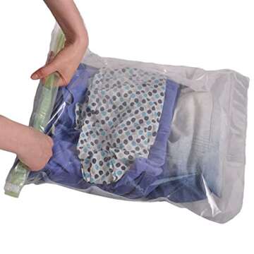 12 Space Saver Storage Bags for Clothes for Travel - Compression, no Vacuum Sacks - Luggage Accessor...