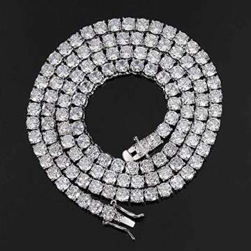 Michooyel CZ Tennis Necklace For Men Tennis Chain For Women Iced Out Necklace Prong-Setting 5A Cubic...