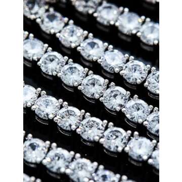 Michooyel CZ Tennis Necklace For Men Tennis Chain For Women Iced Out Necklace Prong-Setting 5A Cubic Zirconia Stones Fashion Jewelry 3mm 4mm 5mm 6mm, 18 20 22 24 Inches