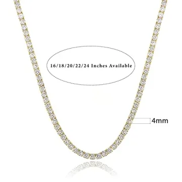 GEMSME 4mm Gold Tennis Necklace - Elegant & Sparkling