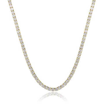 GEMSME 4mm Gold Tennis Necklace - Elegant & Sparkling