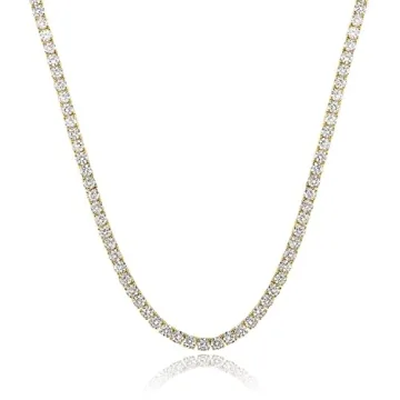 GEMSME 4mm Gold Tennis Necklace - Elegant & Sparkling