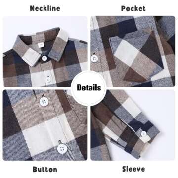 Fuermos Toddler Baby Boy Girls Outfits Plaid Flannel Long Sleeve Shirt Tops Kid Clothes