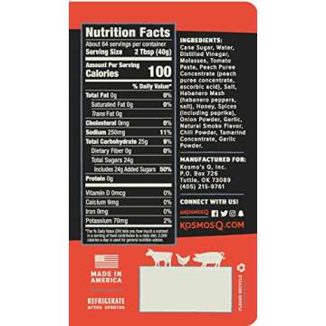 Kosmos Q Peach Habanero BBQ Sauce - 15.5 Oz Bottle for BBQ & Marinades w/Sweet and Spicy Flavor - Thick Barbecue Sauce for Tender & Juicy Meat (Peach Habanero)