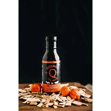 Kosmos Q Peach Habanero BBQ Sauce - 15.5 Oz Bottle for BBQ & Marinades w/Sweet and Spicy Flavor - Thick Barbecue Sauce for Tender & Juicy Meat (Peach Habanero)