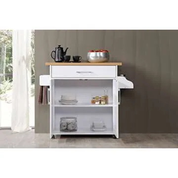 Stylish Hodedah Kitchen Island with Storage & Wheels