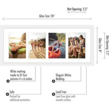 Americanflat 8x20 Collage Picture Frame - Fits Four 4x6 Photos - White