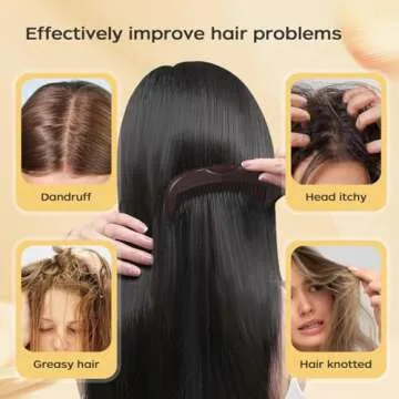 Dandruff Comb Self-cleaning, Scalp Care Massage Energy Comb, Plastic Wide Hollow Tooth Button Comb for Scalp Exfoliation with Gua Sha Handle for Healthier Scalp and Hair Growth for Women Men Kids