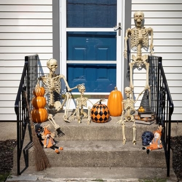 Posable Life Size Skeleton Family 4pk Halloween Decor