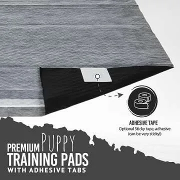 Bulldoglogy 50-Count Carbon Black Puppy Training Pads with Adhesive Tape 24x24 - Large Charcoal Housebreaking Dog Training Wee Pads, Odor Control Thick Pee Pads for Dogs Extra Quick Dry Polymer Tech