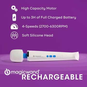Magic Wand Massager Rechargeable HV-270 – Cordless Multi-Function Variable-Speed Neck Massager with Soft Silicone Head - Personal Massagers for Women, Neck, Hand, Back, Muscle, and Head Massager