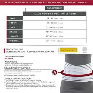 OTC Lumbosacral Support for Petite Figures - Lightweight Compression and Back Stability