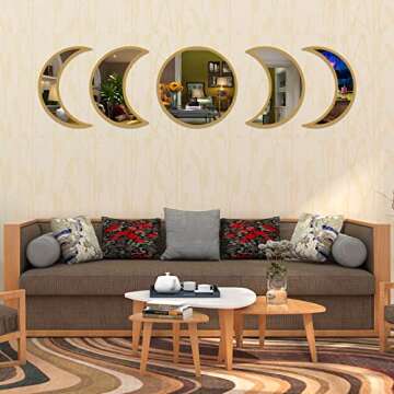 JENBELY Moon Phase Mirror Set - Bohemian Home Decor