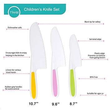 LEEFE Kids Knife Set for Cooking, with Cutting Board, Safe Lettuce and Salad Knives, Kids Cooking Utensils (Blue Round)