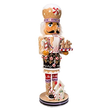 Kurt Adler 16-Inch Wooden Gingerbread Christmas Nutcracker - Handcrafted Holiday Decor