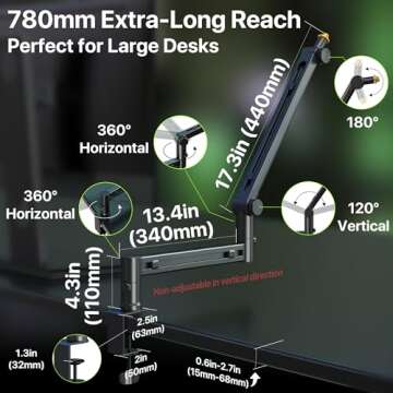 AA AUDIO ACCESSORY Boom Arm for Heavy Mics Support