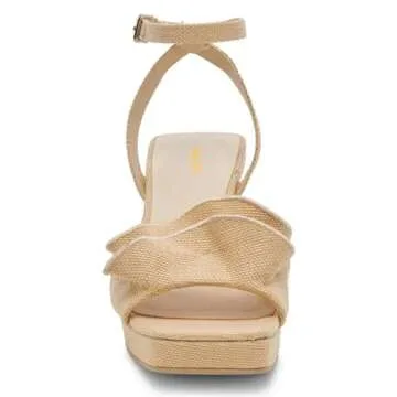 Pazzion Women Ruffle Platform Chunky Heels Sandals