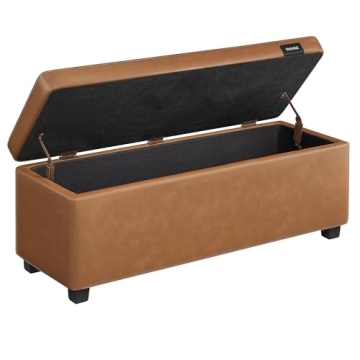 VASAGLE EKHO Collection Storage Ottoman Bench - Stylish Storage & Seating in Caramel Brown