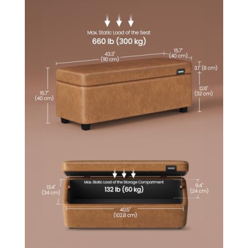 VASAGLE EKHO Collection Stylish Storage Ottoman Bench