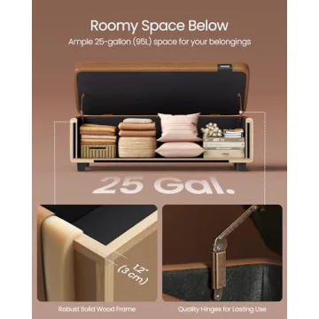 VASAGLE EKHO Collection Stylish Storage Ottoman Bench