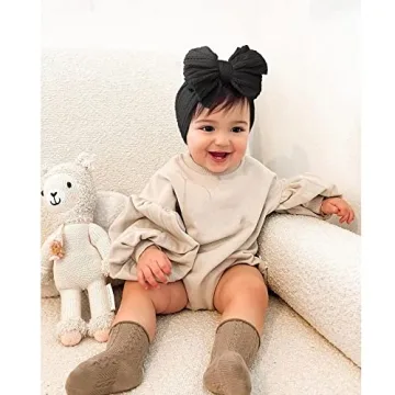 Handmade Baby Headbands Soft Stretchy Nylon Bows Pack of 6